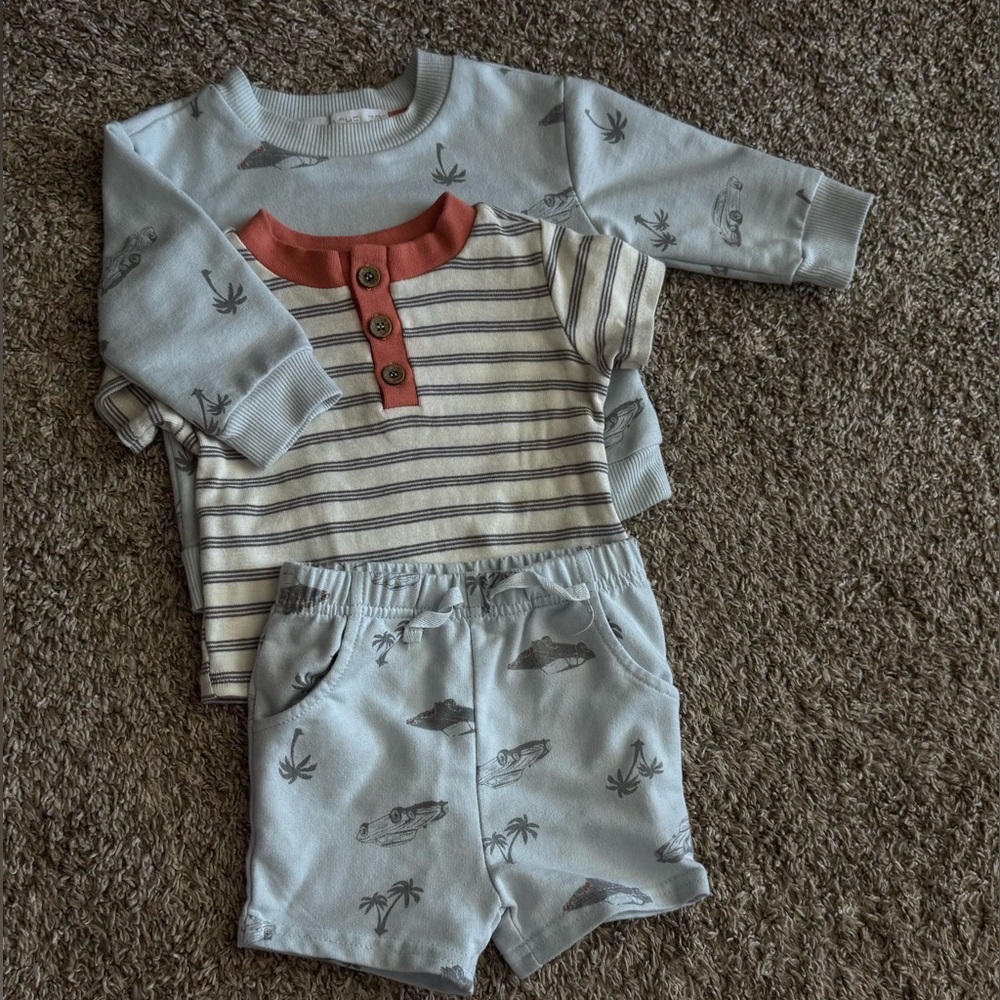 Rachel Zoe Coral and Gray Baby Outfit